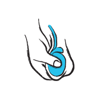 Inspect by rolling the testicle between thumb and fingers