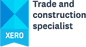 Xero Trade and Construction Specialist badge with a blue ribbon design and black text stating 'Trade and construction specialist'