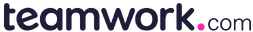 Teamwork.com logo with lowercase navy blue letters and a pink dot before ".com"