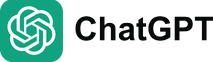 ChatGPT logo with a green rounded square featuring a white interlocking design, next to bold black text reading "ChatGPT