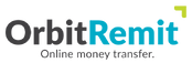 OrbitRemit logo with "Orbit" in bold black letters and "Remit" in light blue, accompanied by a small green corner accent
