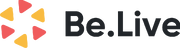 Be.Live logo with a geometric icon of red and yellow triangles forming a circle, next to bold black text