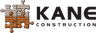 Kane Construction logo features a puzzle piece graphic with a brick pattern on the left, and bold black uppercase text "KANE" above "CONSTRUCTION" in a smaller font