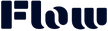 Flow logo with bold, navy blue letters featuring a wavy, cut-out design
