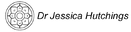 Dr Jessica Hutchings logo features a black stylised flower emblem on the left, with her name in italic black text on the right