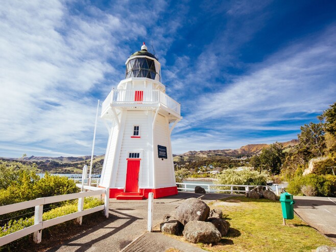 Akaroa lighthouse on the waterfront