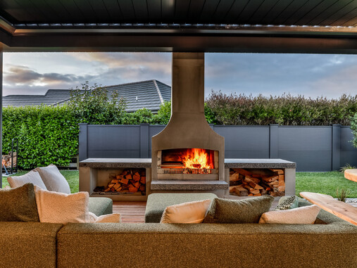 St Kilda outdoor fire place and couch