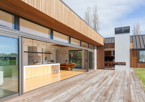 Windmill deck and fireplace