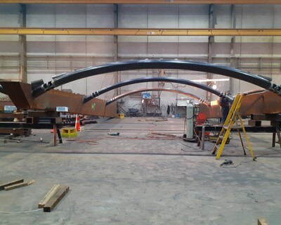 Steel work being installed at East Stand of Yarrow Stadium New Plymouth