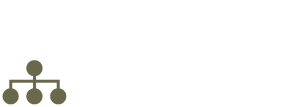 Olive green hierarchy chart icon with three connected circles below a single node.