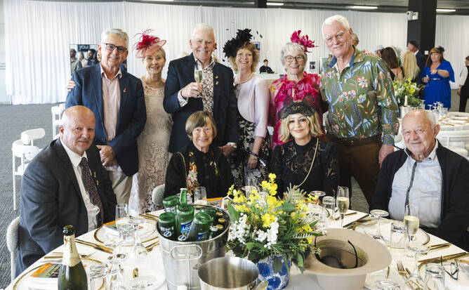 Aha Family & Friends Syndicate Members settling in for the day at our table in the golden Slipper Lounge.