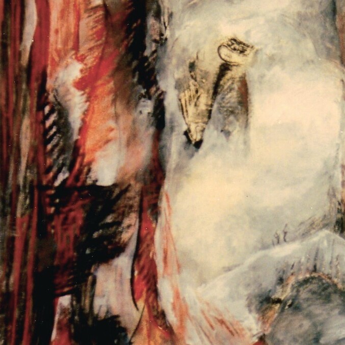 Image of painting by New Zealand artist, Dianne D Baker. Acrylic and oil painter. Passage Of Fire.