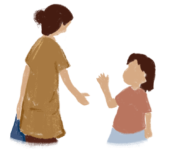 out of school care programmes, a drawing of a girl saying bye to her mum