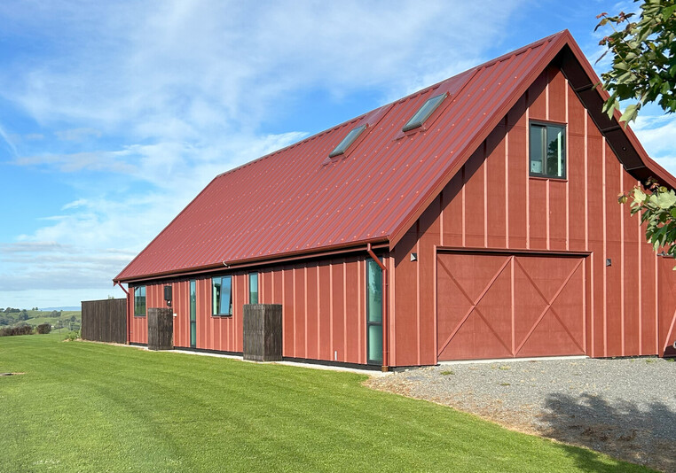 Red barn style farmhouse