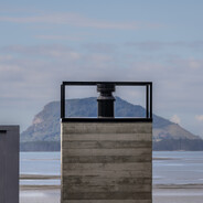 Fair face concrete Chimney of outdoor fireplace