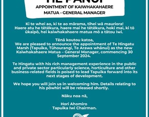 Appointment of Kaiwhakahaere Matua