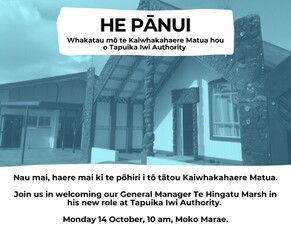 He pānui - Pōhiri mō te Kaiwhakahaere Matua