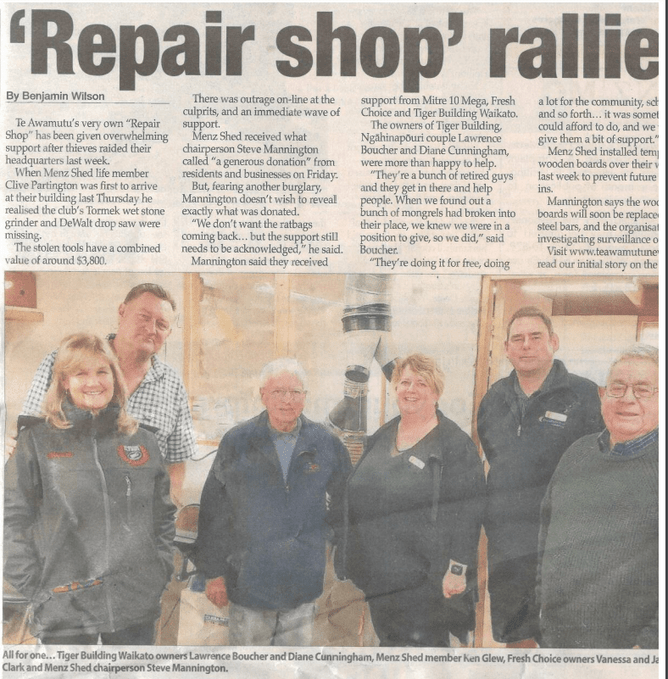 Support for Te Awamutu Menz Shed