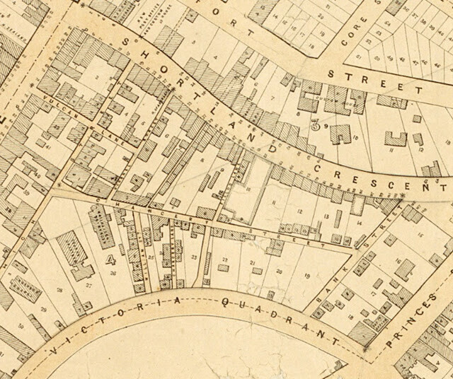 Detail of a heritage map showing the Chancery Street area.