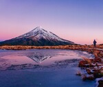 Mount Taranaki with snow in foreground