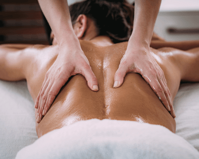 Lady having rock massage