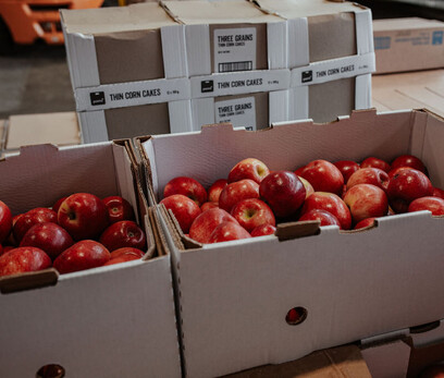 Apples ready to go to places where it is needed.