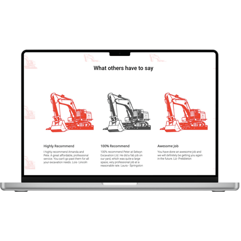 Selwyn Excavation web page for Pretty in Pink Digital website portfolio