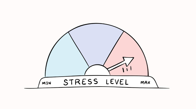 Illustration of stress level meter at high stress level