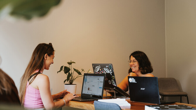 Photo of Beka and Claire from the Renew room working