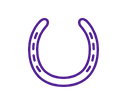icon of a horse shoe, line drawing in purple