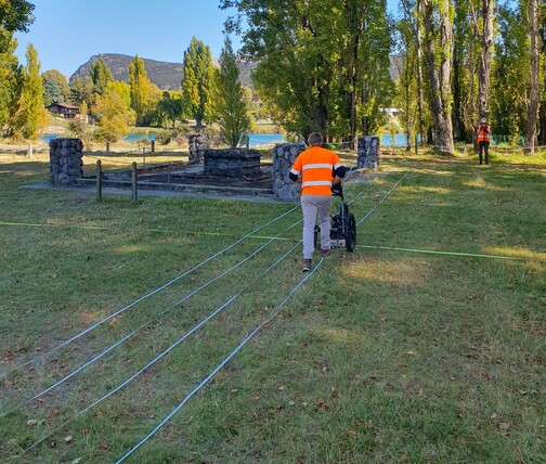 Geophysical scanning ground at cemetery