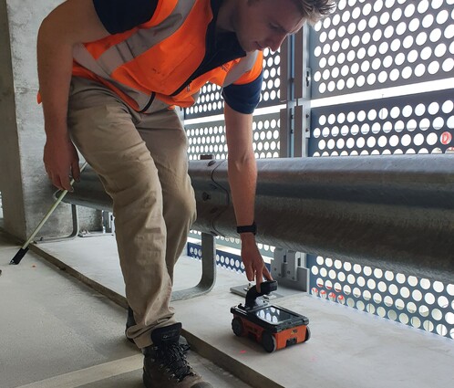 Scientist using Concrete Scanning equipment