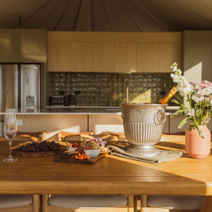 Image of modern tiled kitchen back splash. Tiling service by Cosmic Tiling for Wild Canvas. Waikato.