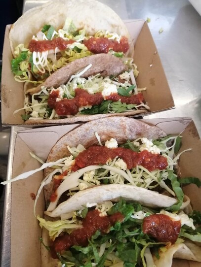a few of our tacos, ready for customers!
