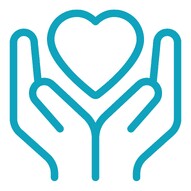 Social work icon of hands holding a heart