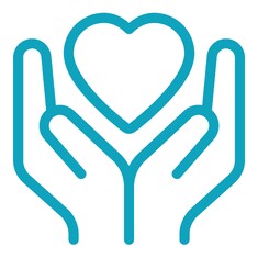Social work icon of hands holding a heart
