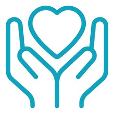 Social work icon drawing of hands holding a heart 