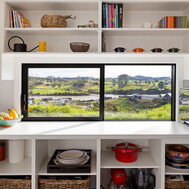Open scullery with window to Rangitahi Peninsula