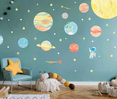 Removable space wall decal stickers