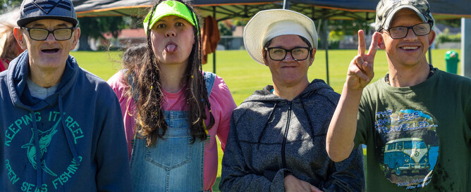 At a recent Enrich Plus client celebration in Hamilton -  l-r Colin Long, Jasmin Khan (staff), Tracey McRoberts, Joshua Buchanan.