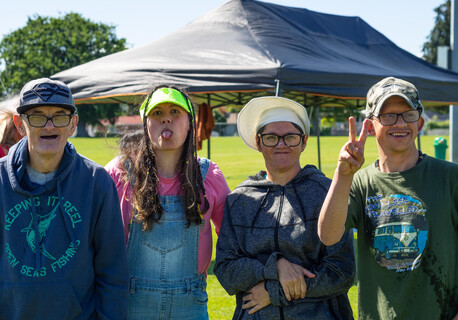 At a recent Enrich Plus client celebration in Hamilton -  l-r Colin Long, Jasmin Khan (staff), Tracey McRoberts, Joshua Buchanan.