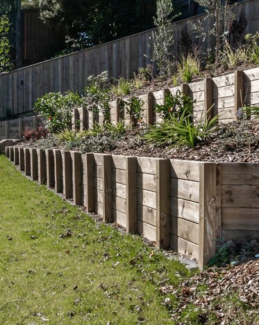 Rotorua retaining wall built with timber