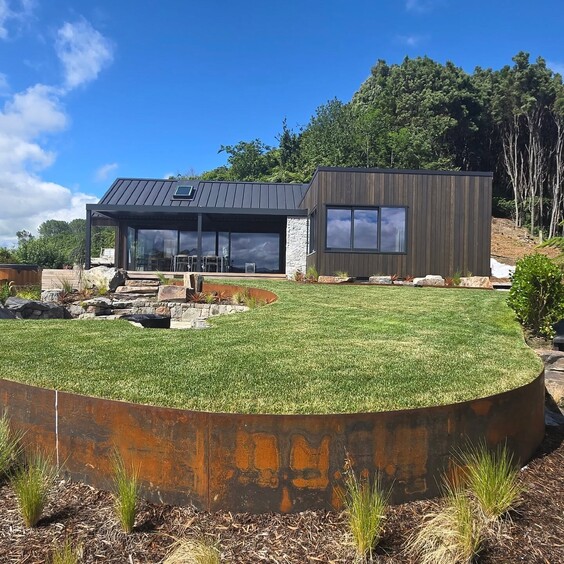 large boulders used in a garden in a Rotorua home