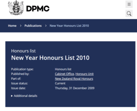 2010 QSM for past Board Member and Otara stalwart Olivia James