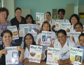 Ward team happy with their new wall display to promote healthy eating