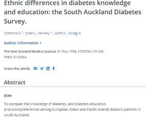 Publication - Ethnic difference in diabetes knowledge - Survey