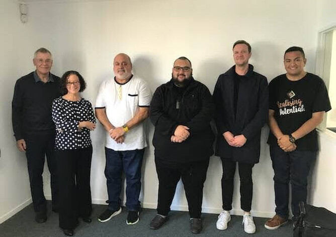 From left - John Baker (chair), Kate Vennell, Graham King, Pat Spellman, Henry Kozak, Fale Lesa.  Not present - Gerhard Sundborn