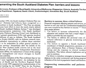 Publication - Implementing the 1992 South Auckland Diabetes Plan: barriers and lessons