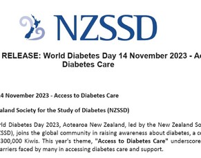 Media Release from NZSSD for World Diabetes Day 2023