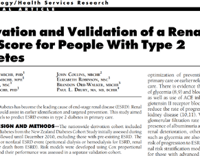 Publication - Derivation and validation of renal risk score